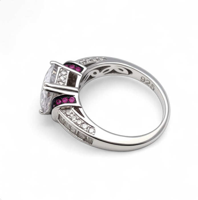 Sterling Silver Emerald-Cut CZ Ring-ER-101