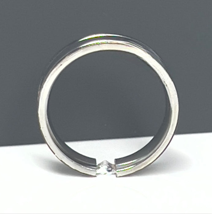 Stainless Steel 6mm CZ Wedding Band Ring-CS-16