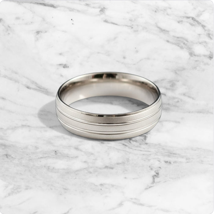Sterling Silver Diamond Cut Triple Layer Brushed Wedding Band Ring-SW-04