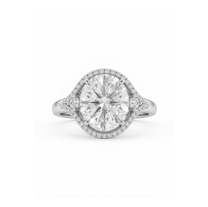Sterling Silver Oval Halo Engagement Ring-ER-174