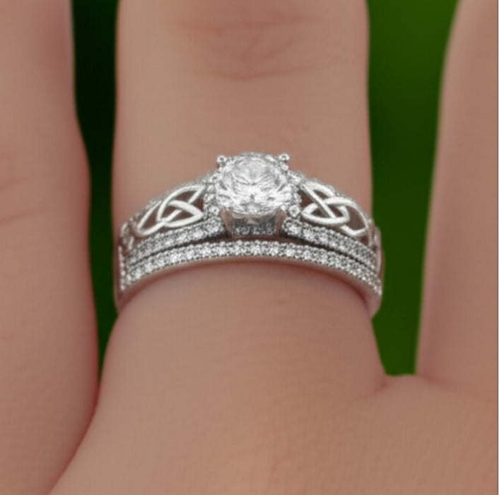 Elegant Sterling Silver CZ Pavé Celtic Ring-ER-66