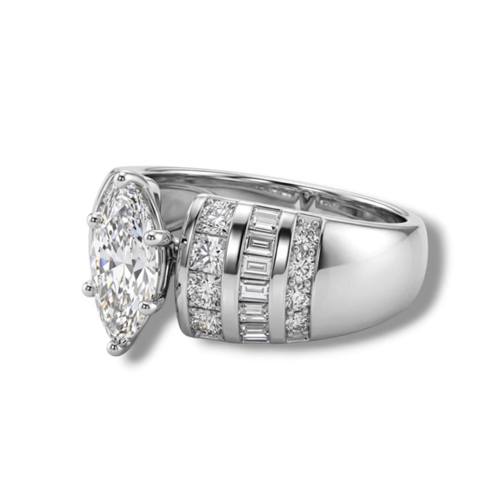 Sterling Silver Marquise Cut CZ Engagement Ring -ER-41