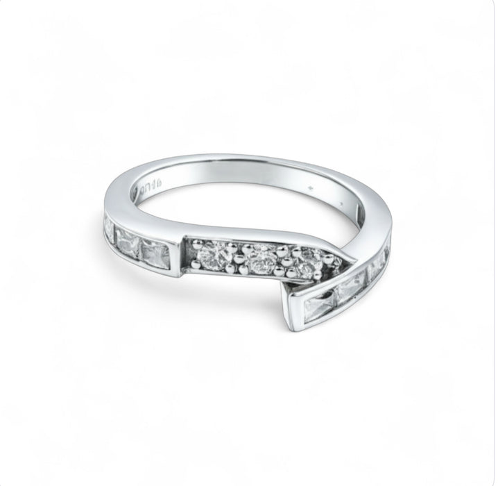 Sterling Silver CZ Wedding Ring Set Channel Band -ER-99