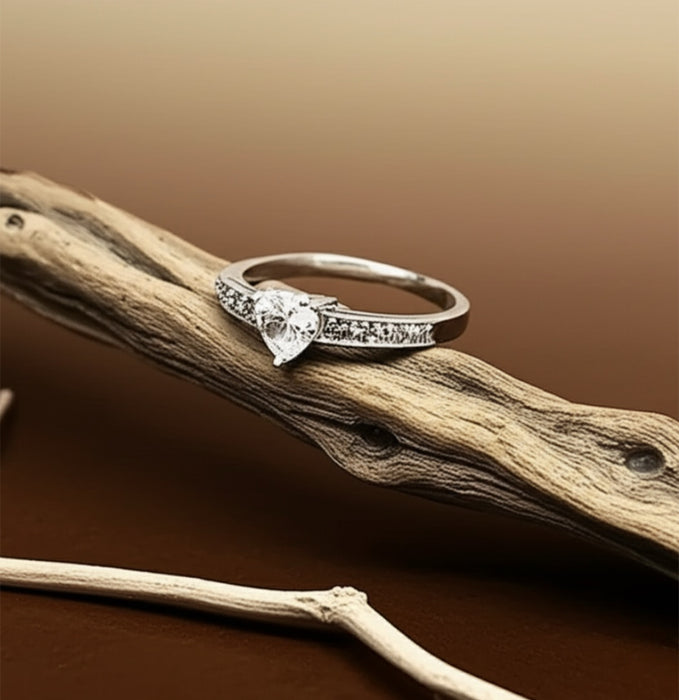 Sterling Silver Heart CZ Ring-ER-10