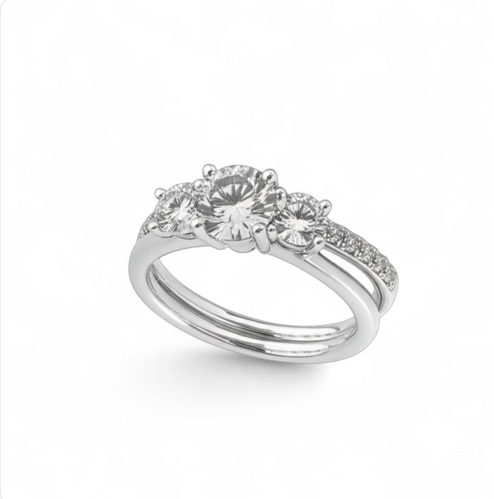 Sterling Silver CZ Engagement Set Ring-ER-138