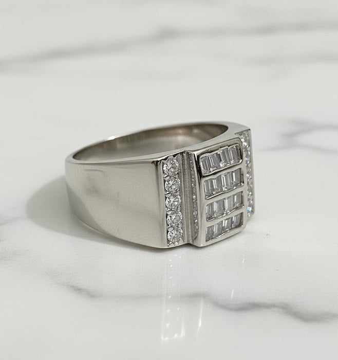 Sterling Silver White Zirconia Ring-SMR-08