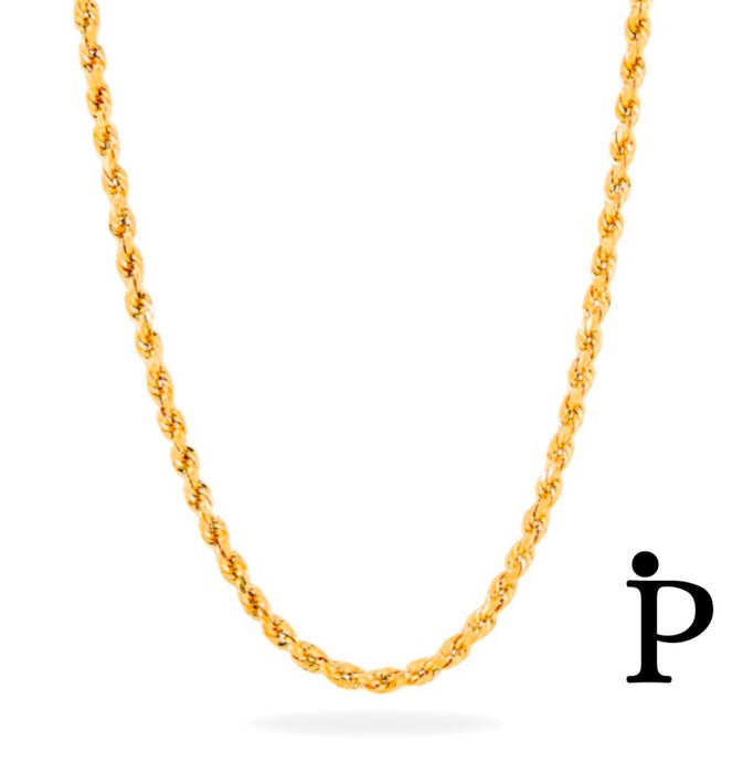 Hollow Rope Chain in 14K Yellow Gold, 2.MM, 24"-GCH-05