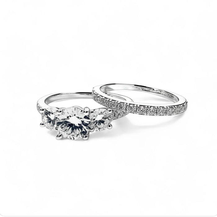 Sterling Silver CZ Engagement Set Ring-ER-138
