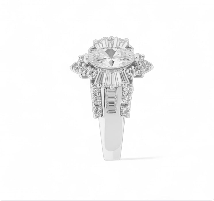 Sterling Silver Marquise CZ Engagement Ring-ER-175