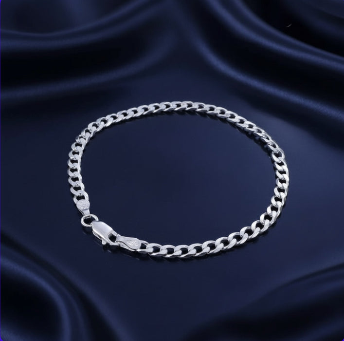 Sterling Silver Curb Link Chain Bracelet-7.0"-SB-12