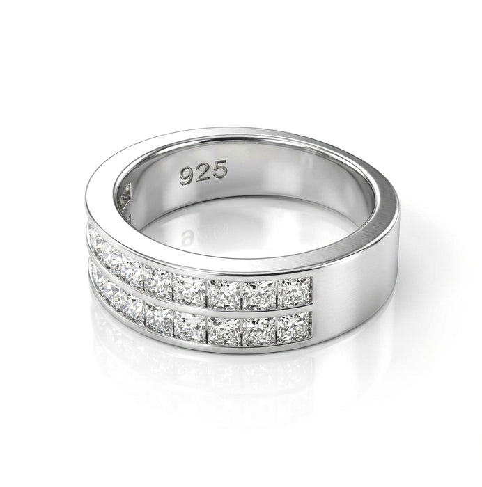 Sterling Silver Two-Line Zirconia Ring-SMR-04