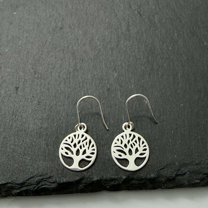 Sterling Silver Tree of Life Hook Earrings-SE-58