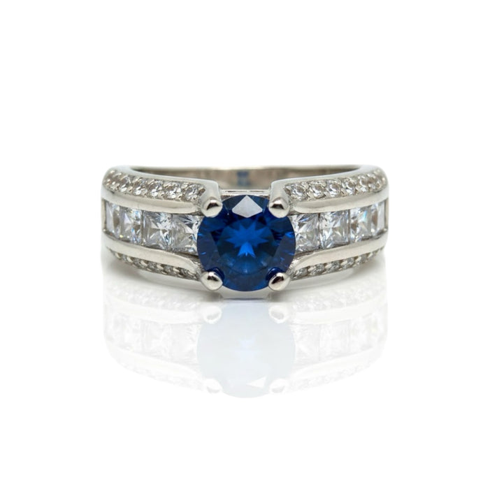 Sterling Silver Engagement CZ Ring-ER-166