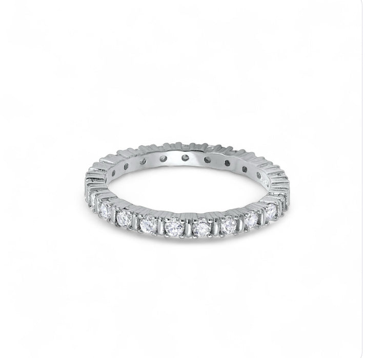 Sterling Silver Eternity Round Clear CZ Ring-ER-135