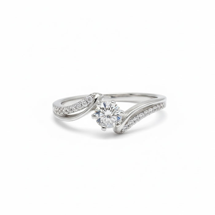 Sterling Silver Engagement Ring Round Cubic Zirconia -ER- 19