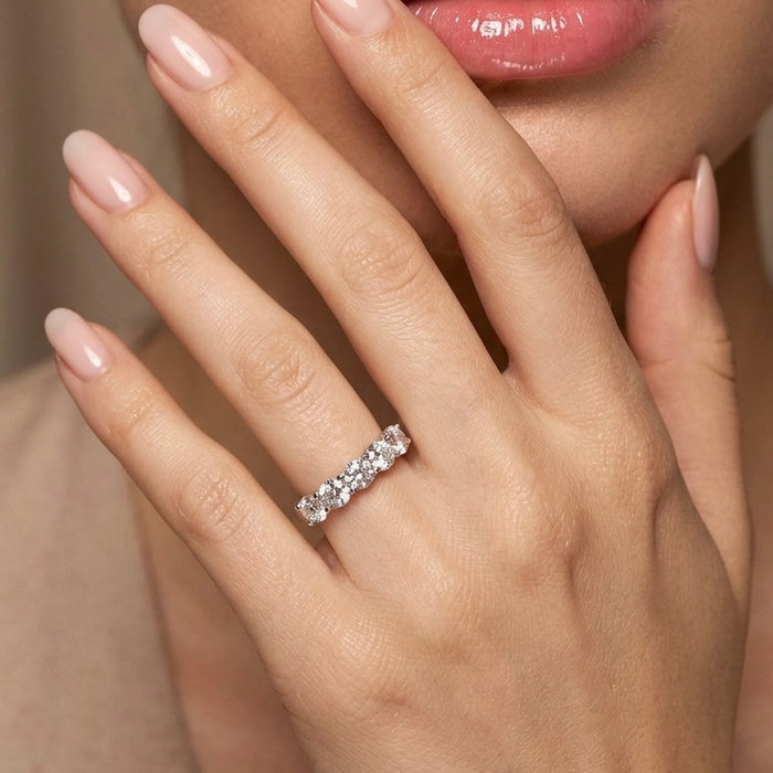 Silver Engagement Ring with 5 Cubic Zirconia Stones- ER- 21