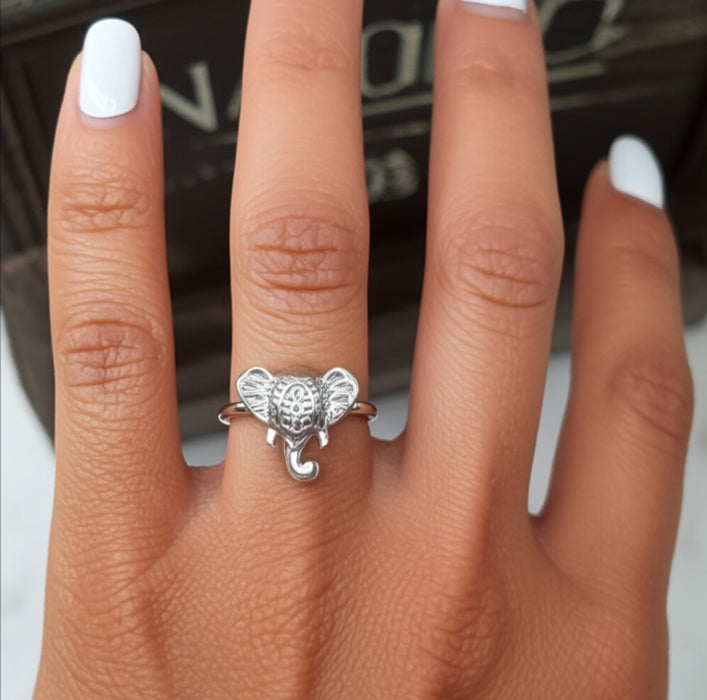 Sterling Silver Elephant Head Ring-SR-09