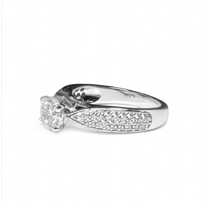 Sterling Silver Pave CZ Engagement Ring-ER-70