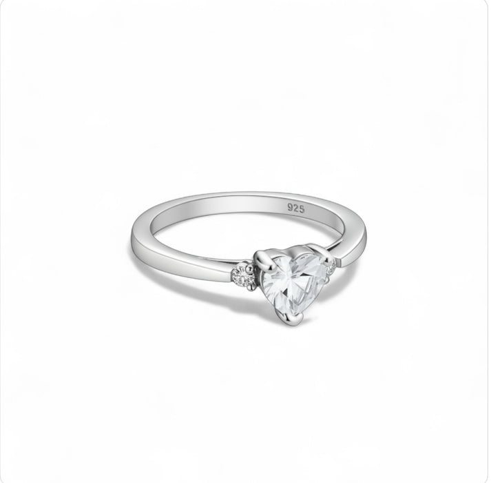 Sterling Silver Clear Heart CZ Ring-ER-132