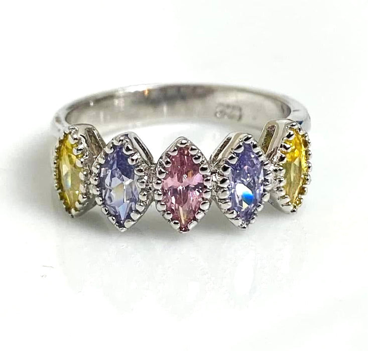 Sterling Silver CZ Multicolors Ring-CL-50