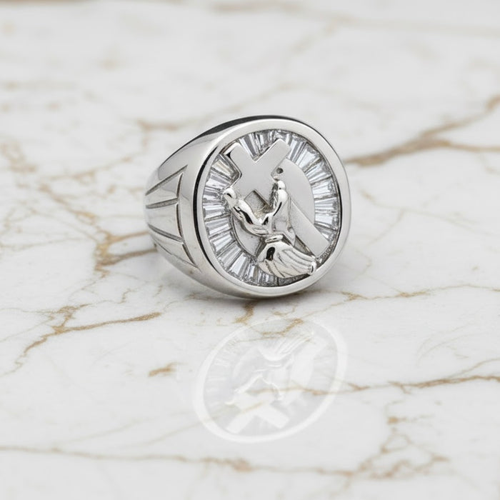 Sterling Silver Jesus Cross Loading Ring-SMR-02