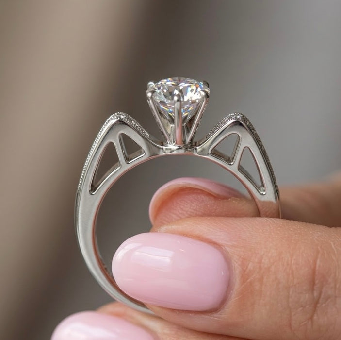 Sterling Silver CZ Engagement Ring-ER-79