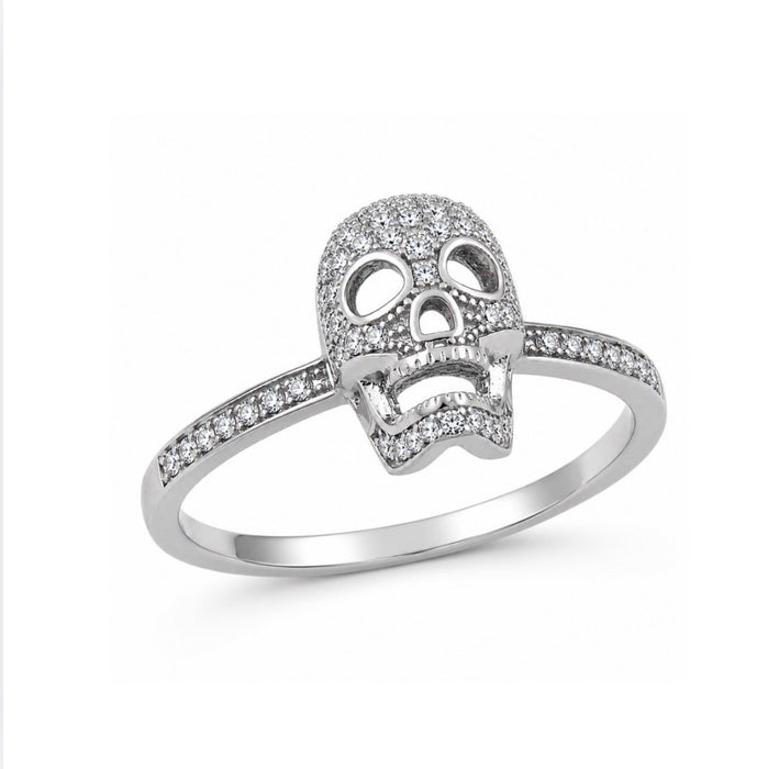 Sterling Silver Skull CZ Ring-AE-59