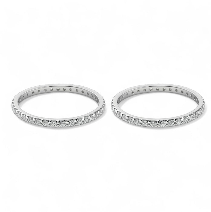 Sterling Silver Heart-Shaped White Cubic Zirconia Rings-ER-125