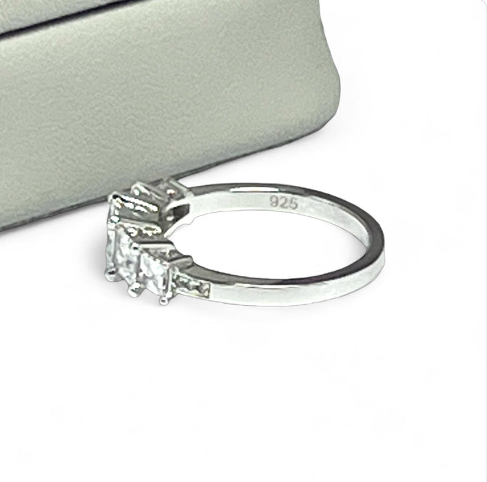 Sterling Silver Engagement Ring with Princess Cut CZ -ER-22
