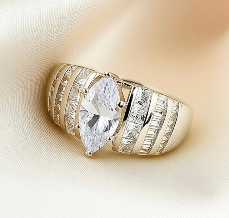 Sterling Silver Marquise Cut CZ Engagement Ring -ER-41