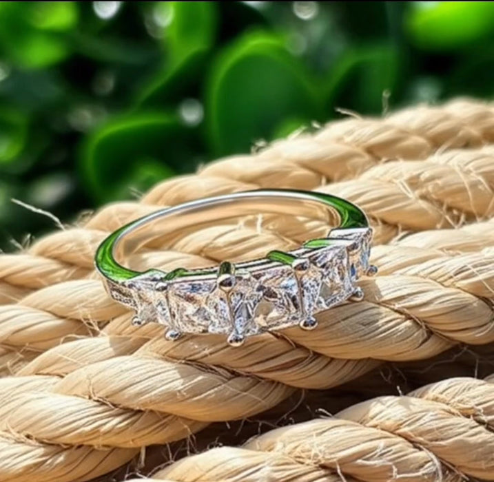 Sterling Silver Engagement Ring with Princess Cut CZ -ER-22