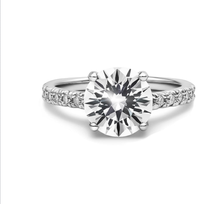 Sterling Silver Clear Round Cut Engagement CZ Ring-ER-71