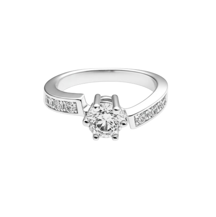 Sterling Silver CZ Wedding Ring Set Channel Band -ER-99