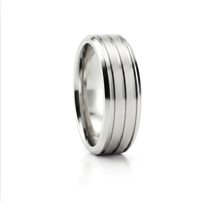 Stainless Steel Four Layers Triple Groove Satin Finish Band Ring-SS-16
