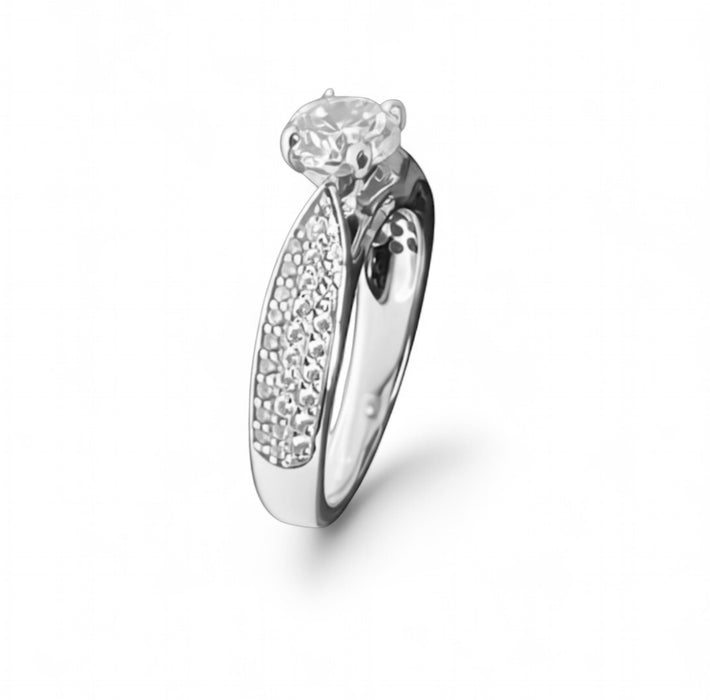 Sterling Silver Pave CZ Engagement Ring-ER-70
