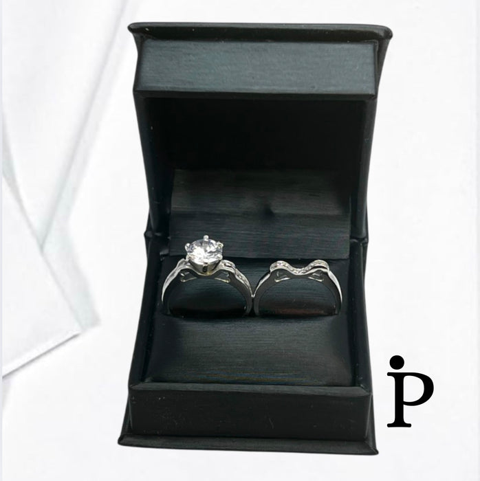 Sterling Silver 2-piece Engagement Set CZ Ring- ER-146