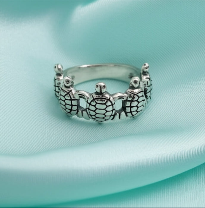 Sterling Silver Turtle Charm Ring-SR-03