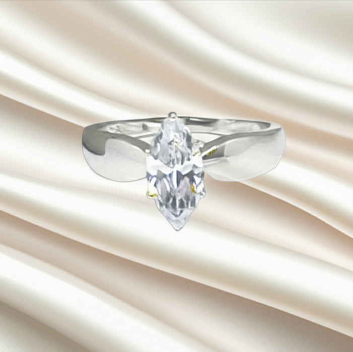 Sterling Silver Marquise Clear CZ Ring-ER-12