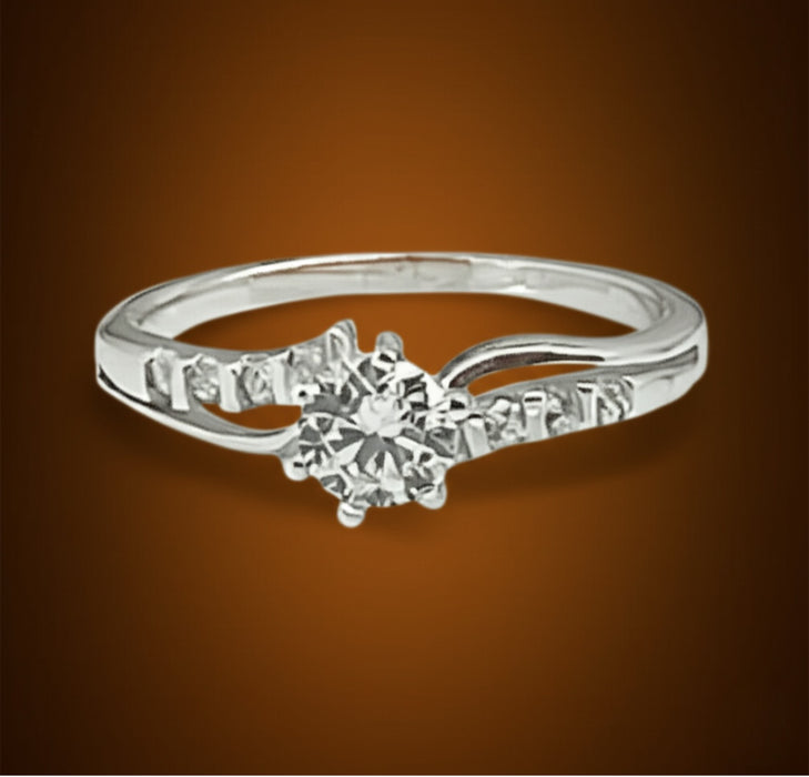 Sterling Silver Solitaire Zirconia Engagement Ring-ER-38