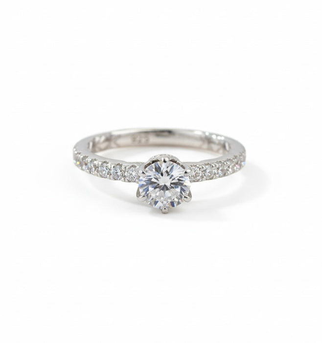 Sterling Silver Clear CZ Crown Engagement Ring-ER-31