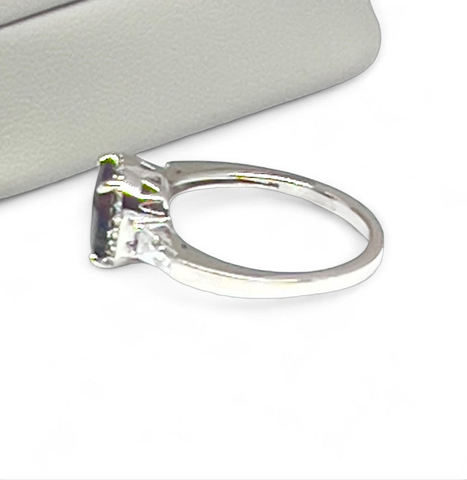 Sterling Silver Stunning Oval Black Lab Opal CZ Ring-AE-80