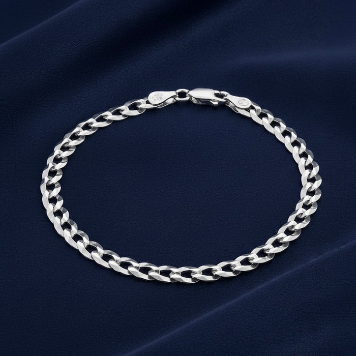 Sterling Silver Curb Link Chain Bracelet-8.0"-SB-13