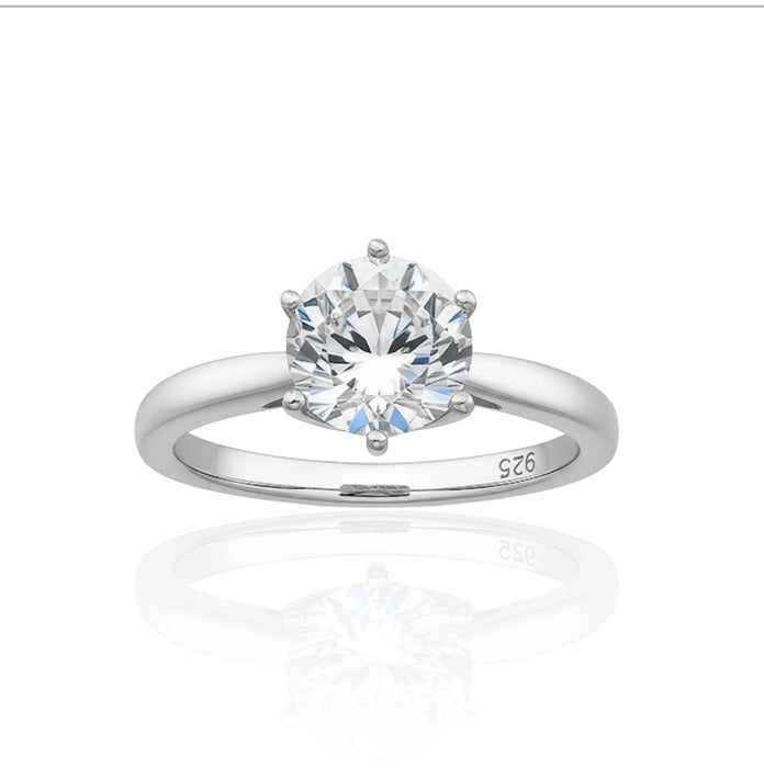 Sterling Silver Cathedral Clear CZ Engagement Ring-ER-87