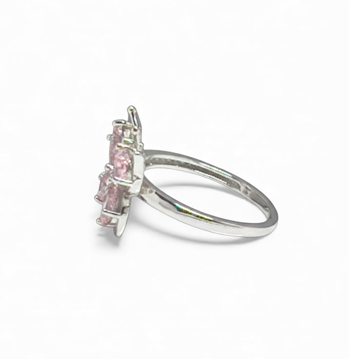 Sterling Silver Large Pink CZ Butterfly Ring-AE-99