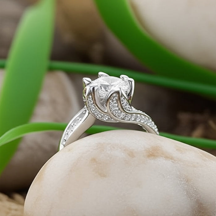 Sterling Silver Round Cut CZ Ring-ER-42
