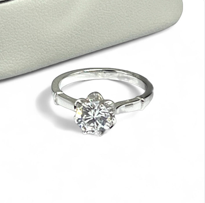 Sterling Silver Engagement Clear CZ Ring -ER-33