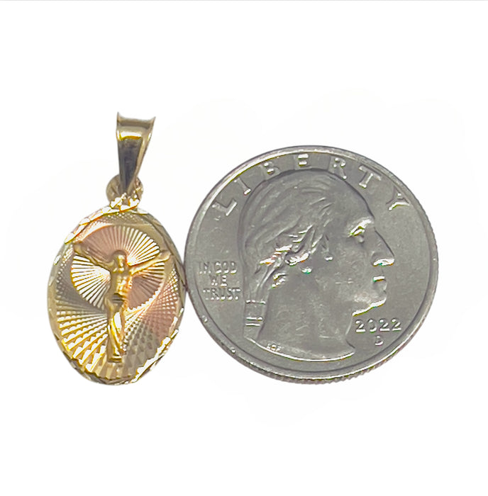 Solid Gold 14K Two-Tone Crucifixion Medal-GP-10