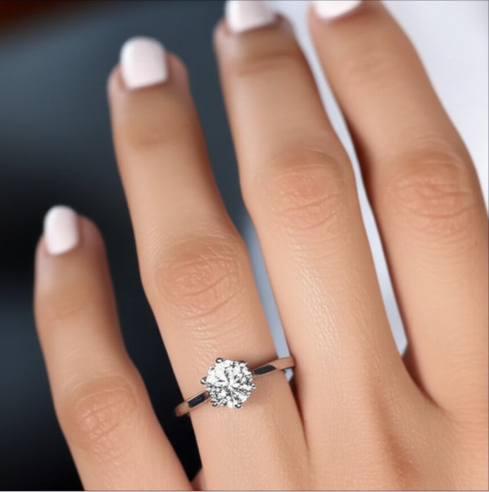 Sterling Silver Cathedral Clear CZ Engagement Ring-ER-87