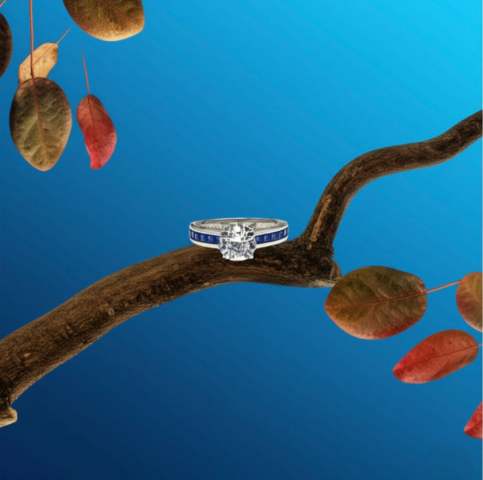 Sterling Silver Round Simulated Spinel Solitaire Ring-ER-39