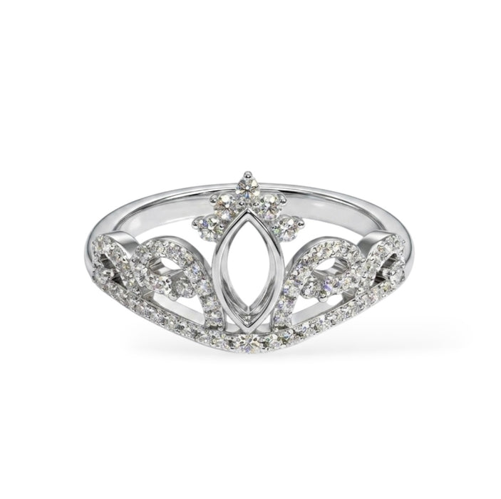 Sterling Silver Princess Crown CZ Ring-AE-25